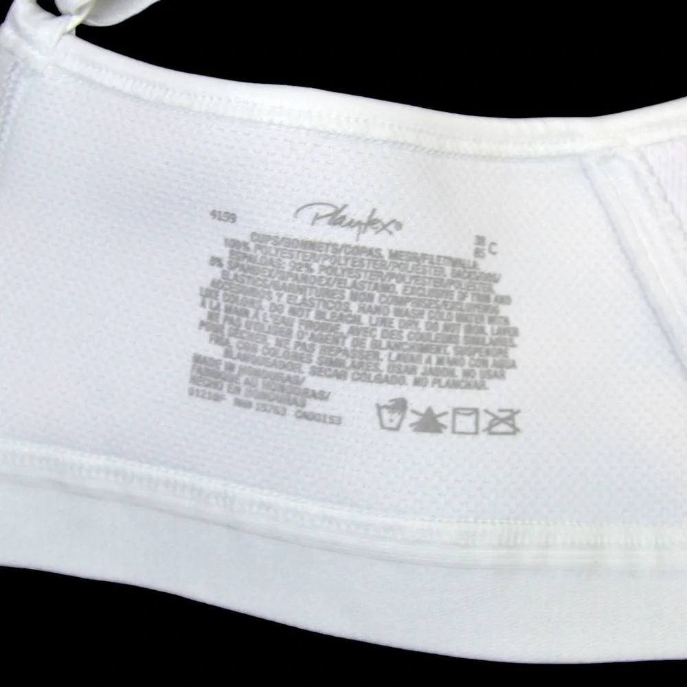 38C Playtex 18 Hour 4159 Active Breathable Comfort Wirefree Bra, White Like New!